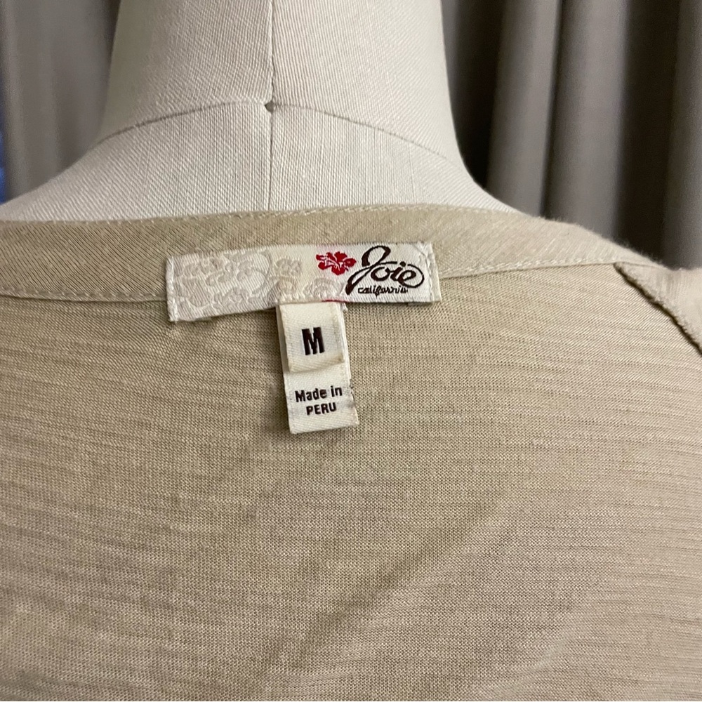 Vintage 00s Y2K Joie Cream linen blend cardigan with pockets Size M - Picture 2 of 3